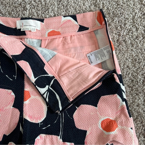 {Anthropologie} NWT Georgie Scalloped Floral Retro Blue Pink Shorts - Picture 3 of 12
